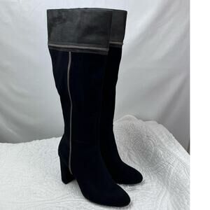 Rialto Women's Size 7.5 Black Faux Suede High Winter Heeled Boots - Stylish!